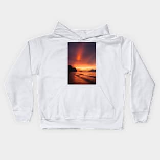 Tropical paradise beach sunset Kids Hoodie